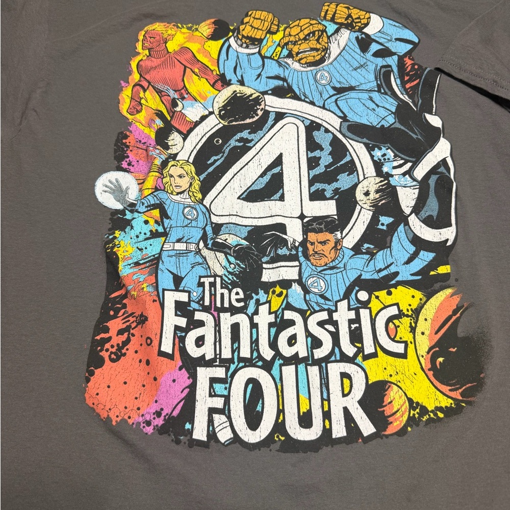 Marvel Fantastic Four Graphic T-Shirt - Gray Comic Art XL Retro Superhero Tee
